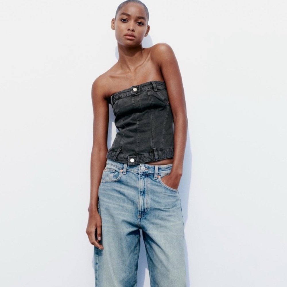 ZARA TRF Corset Style Denim Top